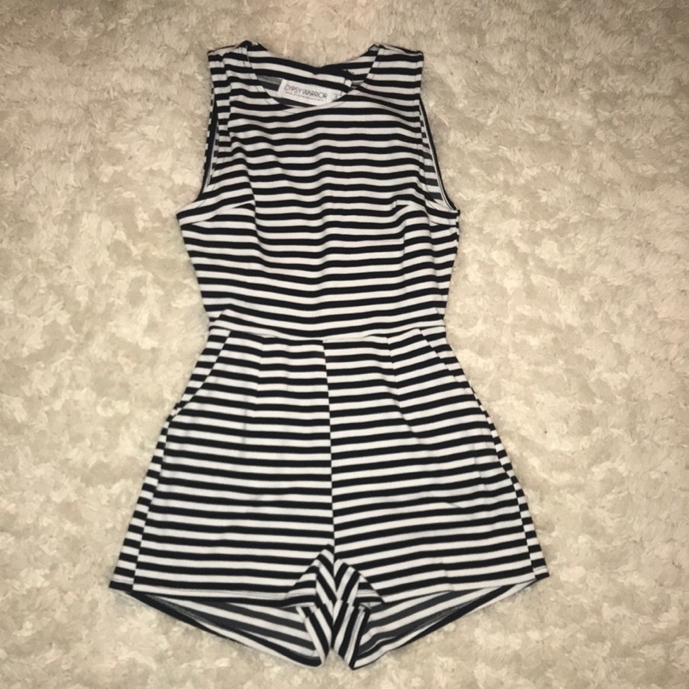 Black&white striped romper size small